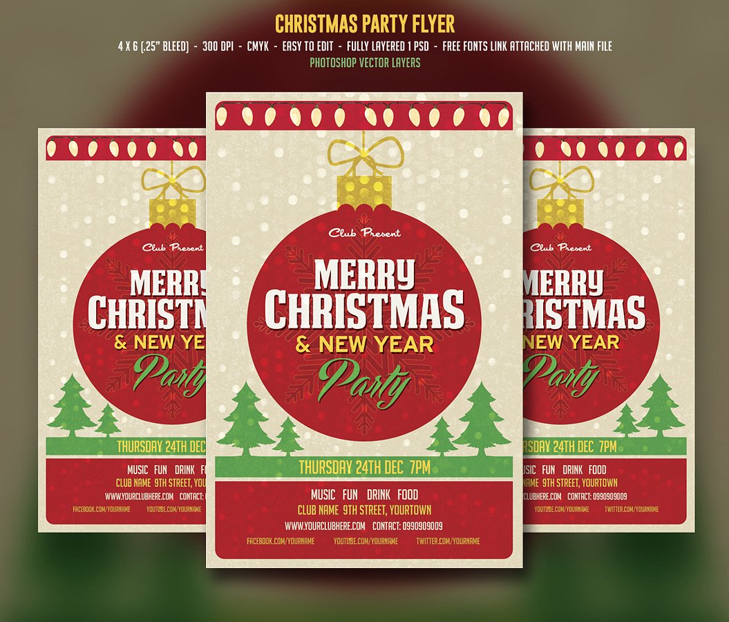 圣诞节海报模板 Christmas & New Year Party