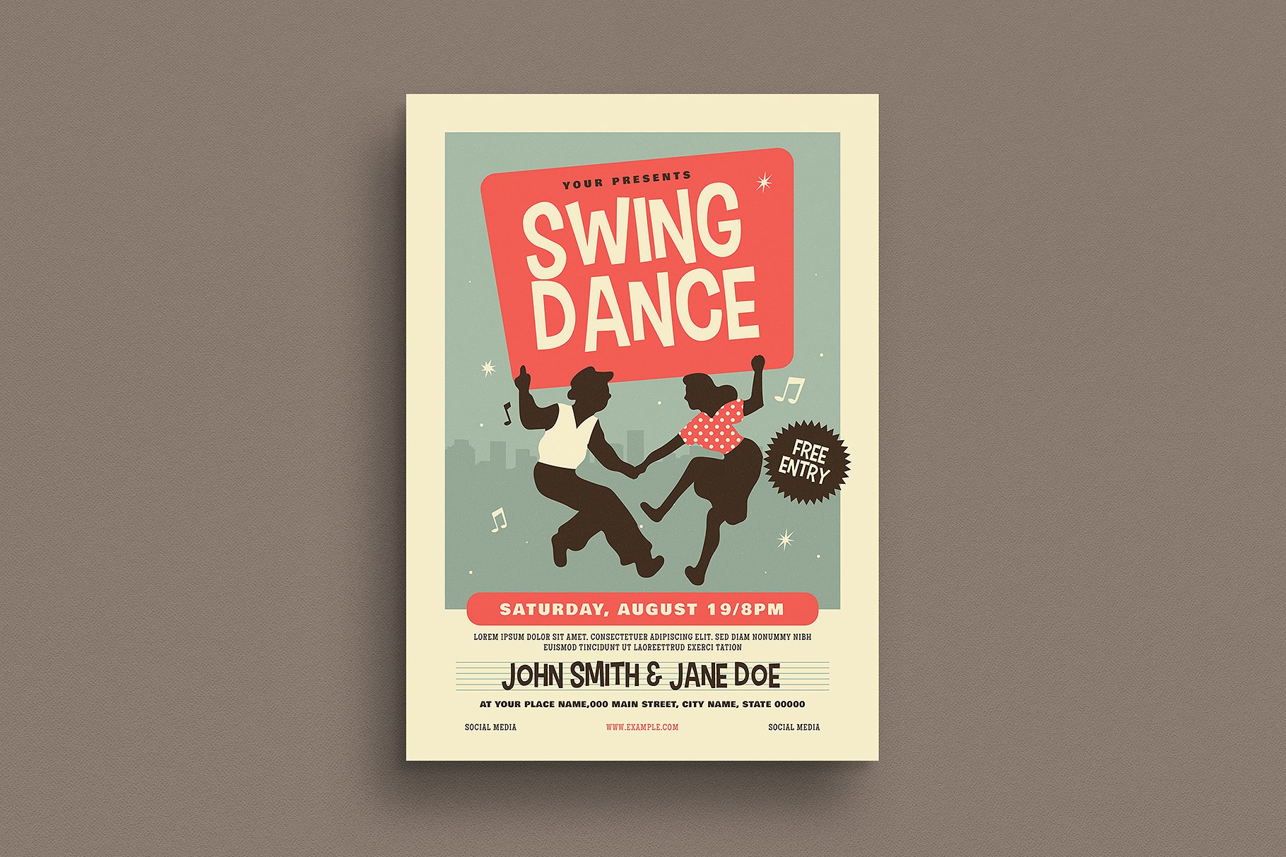 复古摇摆舞宣传单 Retro Swing Dance Flyer
