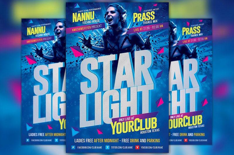 星光派对传单模板 Starlight Party Flyer Template