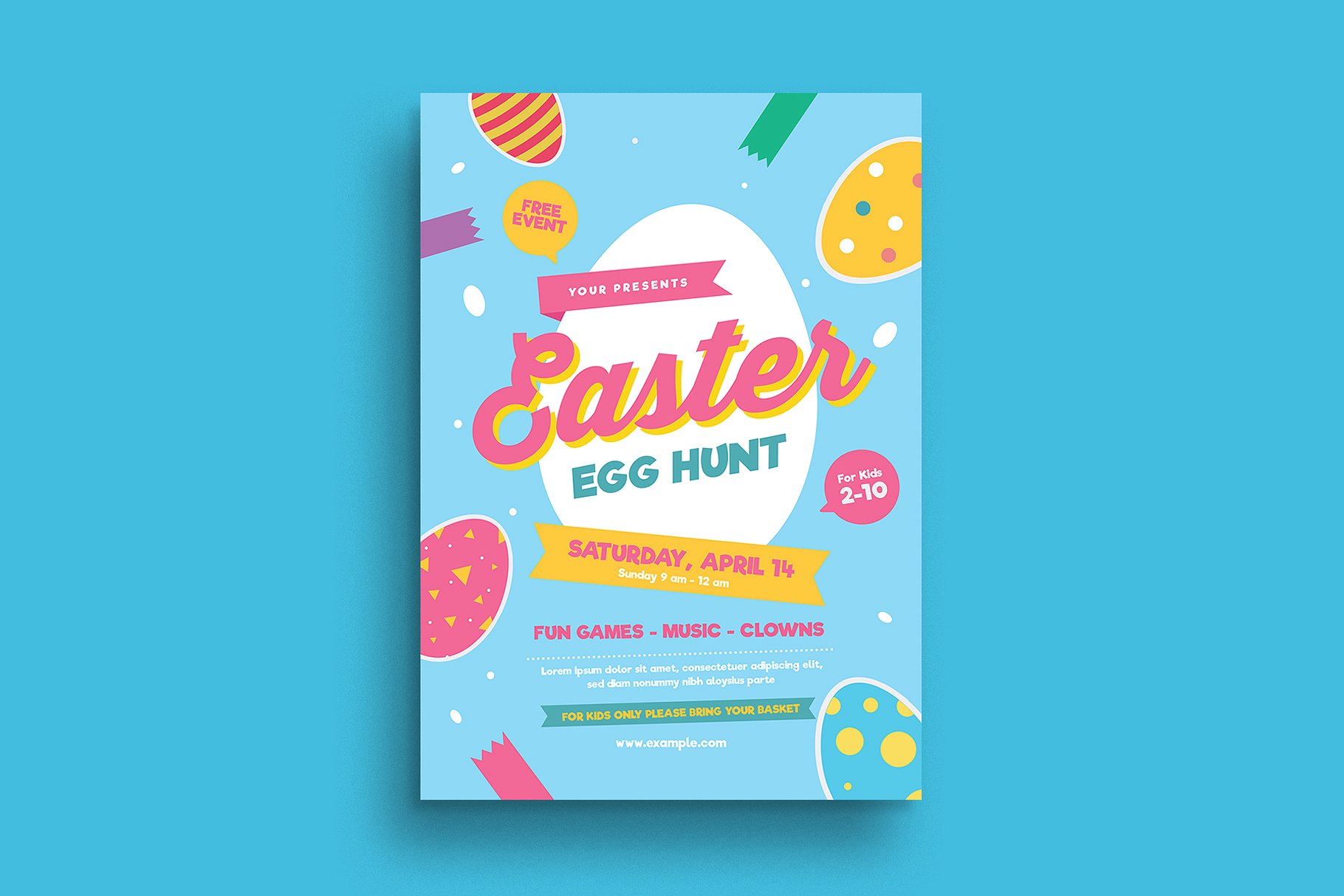 彩色的复活节彩蛋传单 Colorful Easter Egg Hunt Flyer