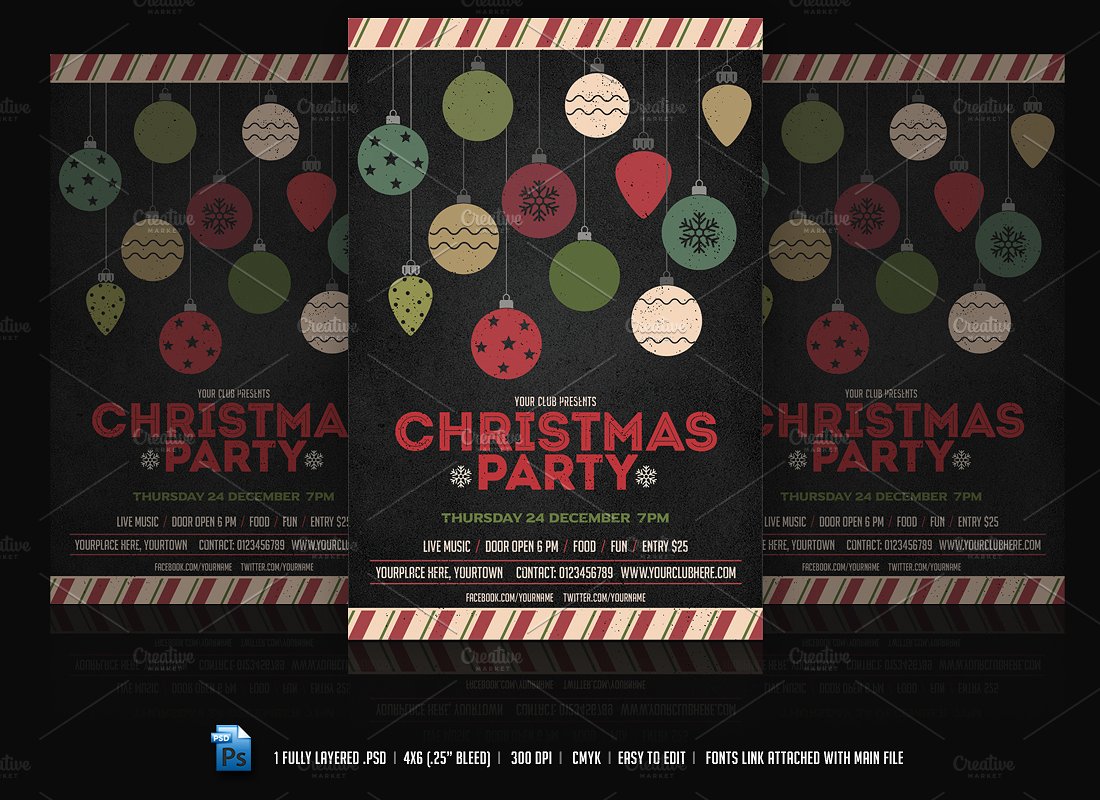 圣诞晚会宣传单模板 Christmas Party Flyer