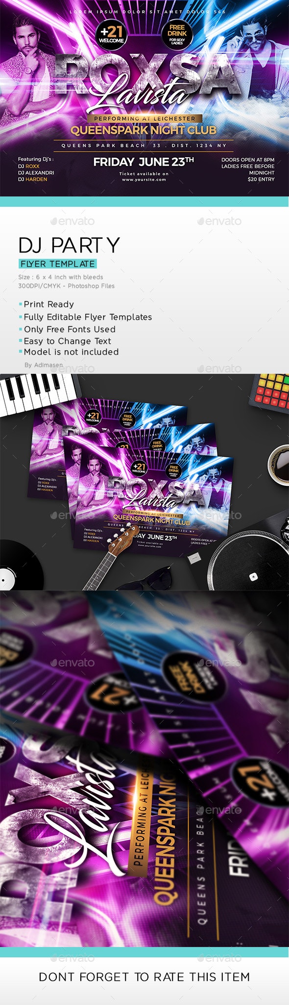 DJ音乐派对传单设计模板[PSD]