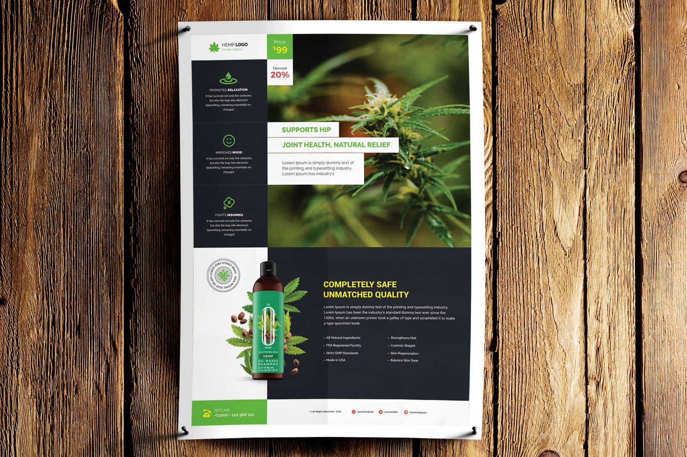 时尚高端简约多用途的天然植物化妆品宣传单海报设计模板