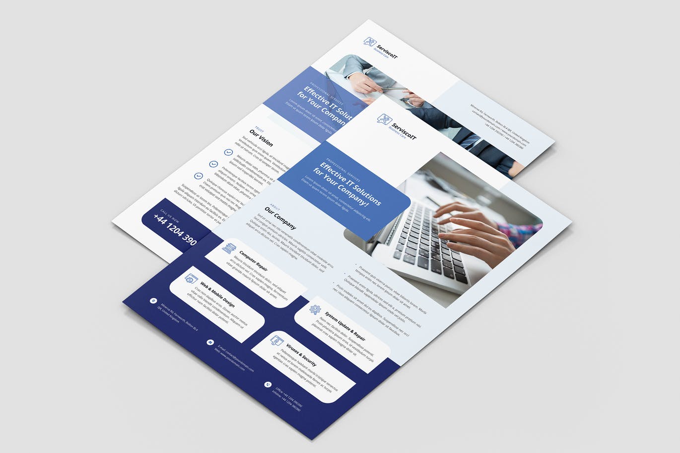 高端时尚简约IT服务商业商务质感的宣传单海报设计模板