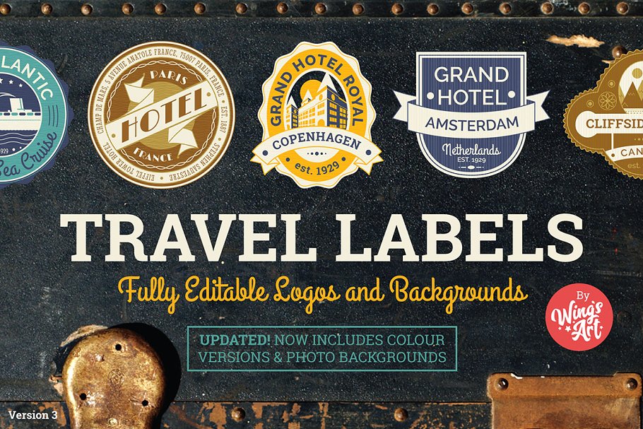 经典样式的旅行图形logo Vintage Travel Logo Templates