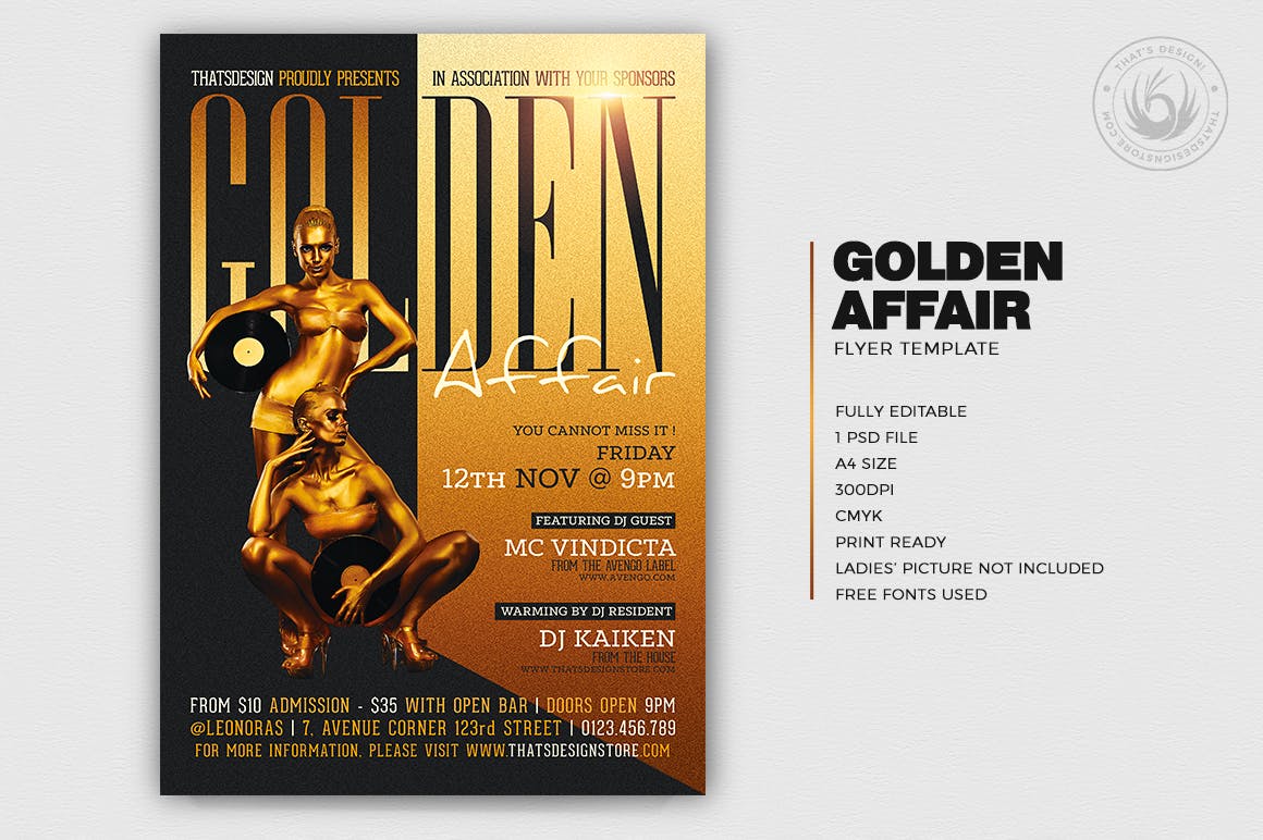 时尚高端震撼的轻奢土豪金房地产海报宣传单DM设计模板