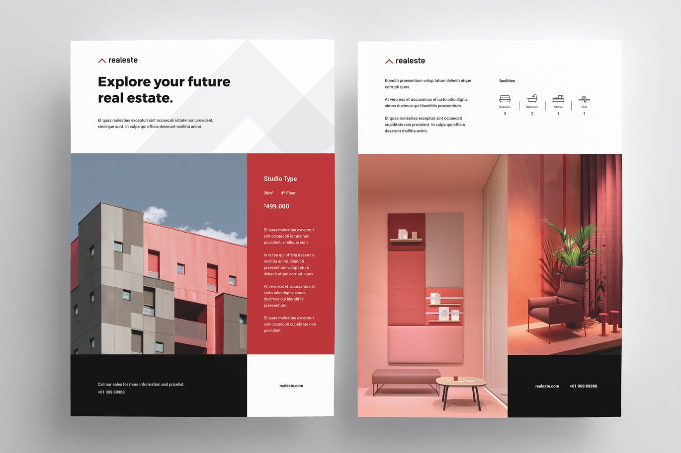 高品质的简约时尚优雅的房地产海报设计模板