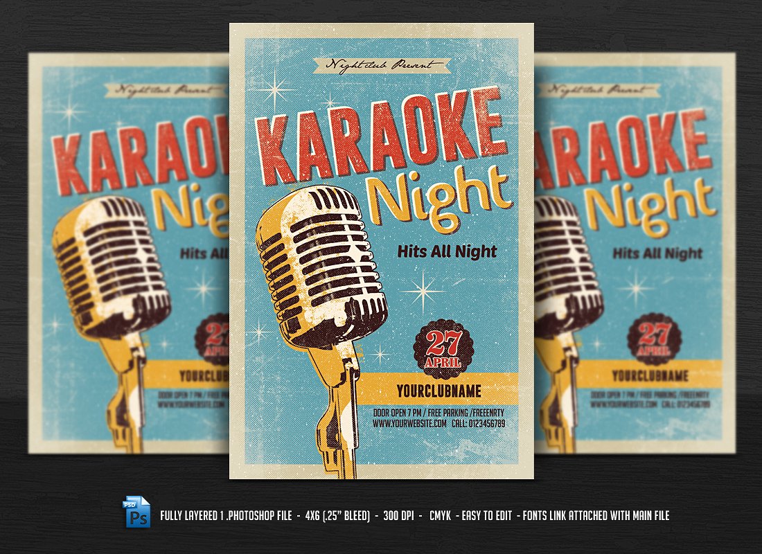卡拉ok宣传海报 Karaoke Night Flyer