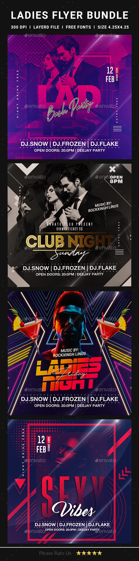 女士之夜性感派对活动传单套装