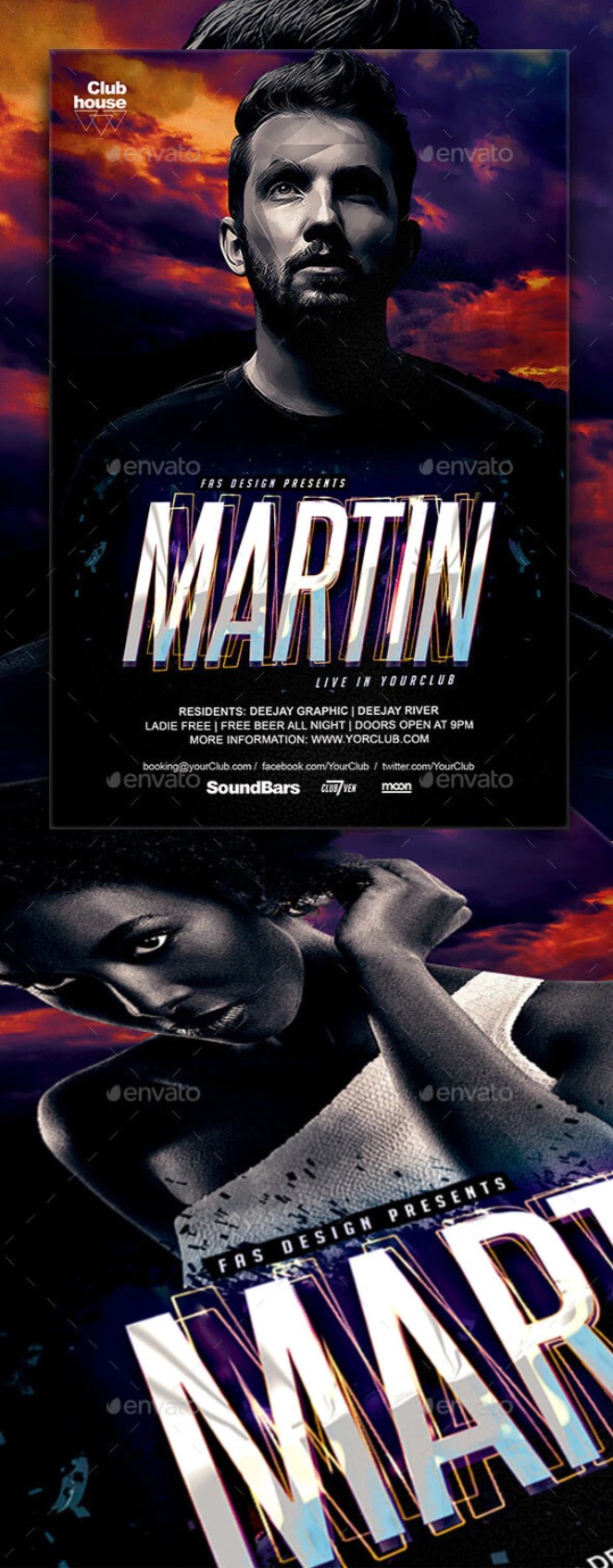 嘉宾艺术家派对邀请/宣传传单设计