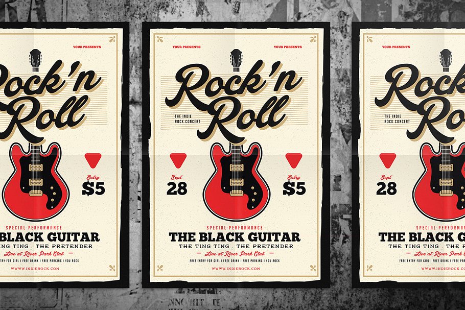 摇滚音乐海报背景 Rock n Roll Music Flyer
