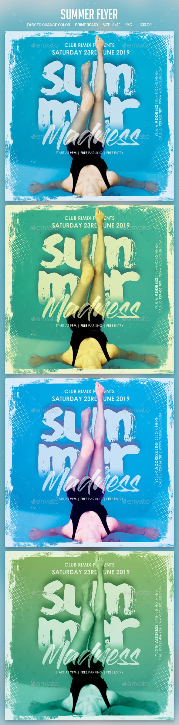 夏季性感泳池派对/海滩派对传单设计