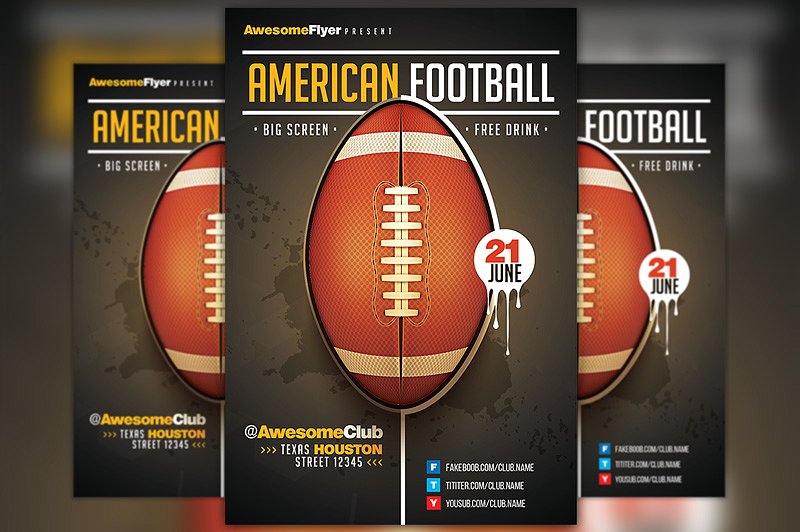美式橄榄球海报设计模板 American Football Flyer Template