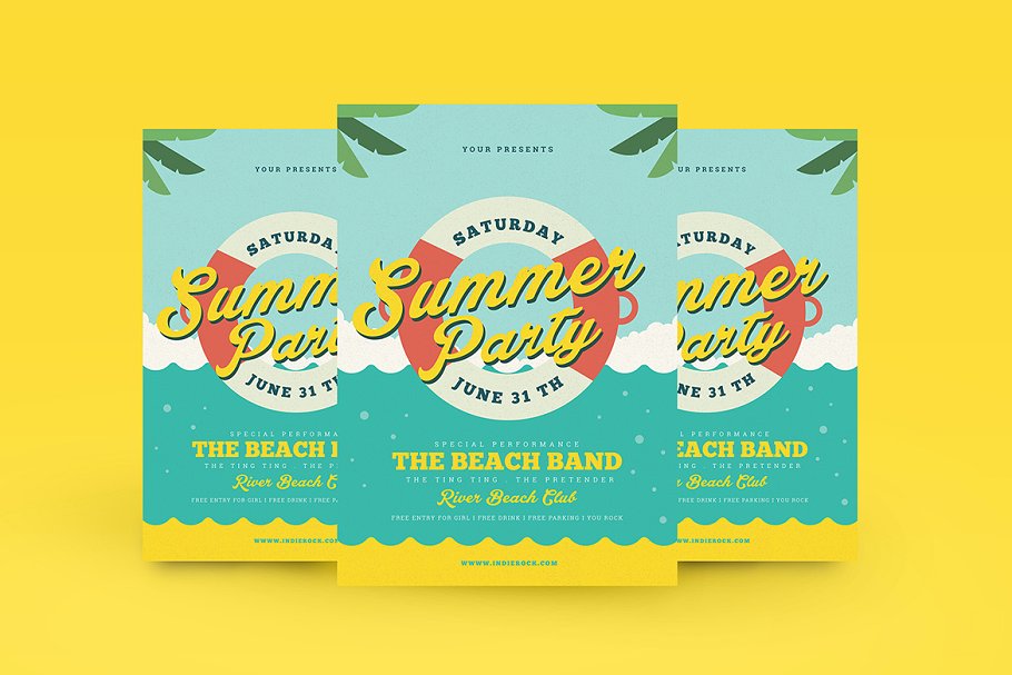 夏季游泳圈海报设计 Summer Beach Flyer