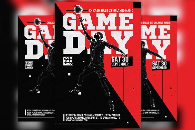 篮球比赛日海报制作模板 Basketball Game Day Vol 2 Flyer