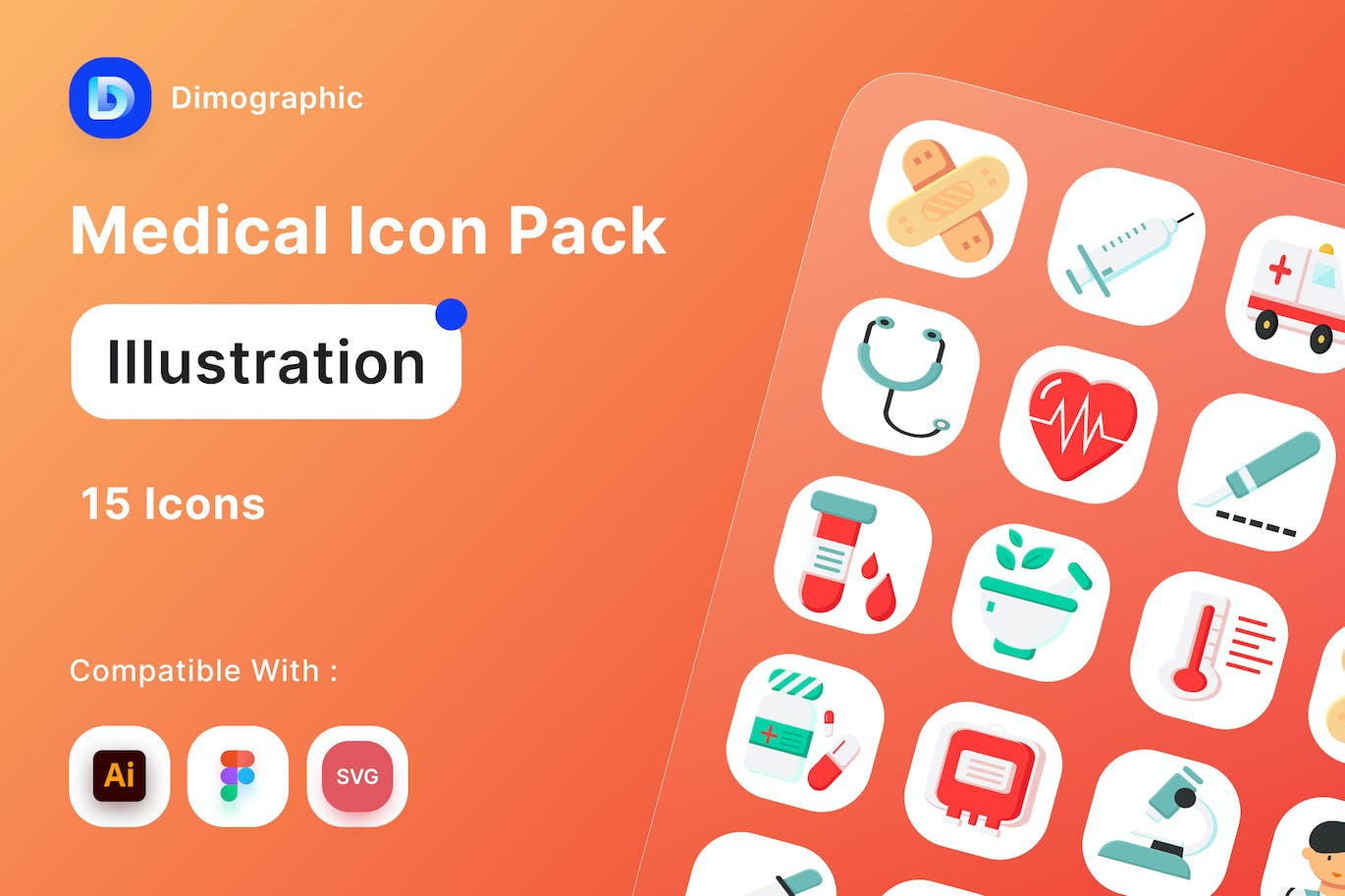 15个医疗功能科研绘图矢量图标