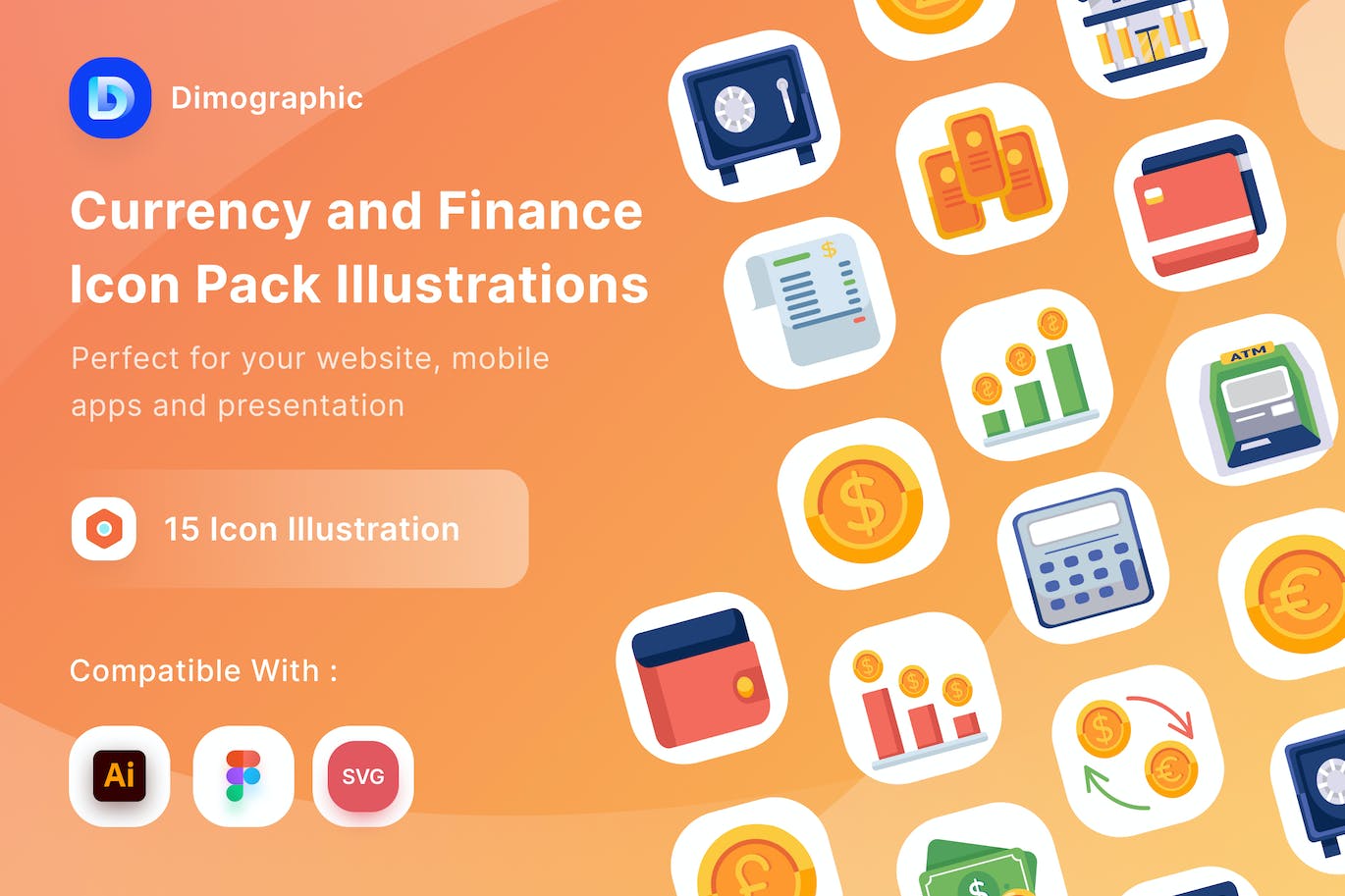 货币和金融矢量图标