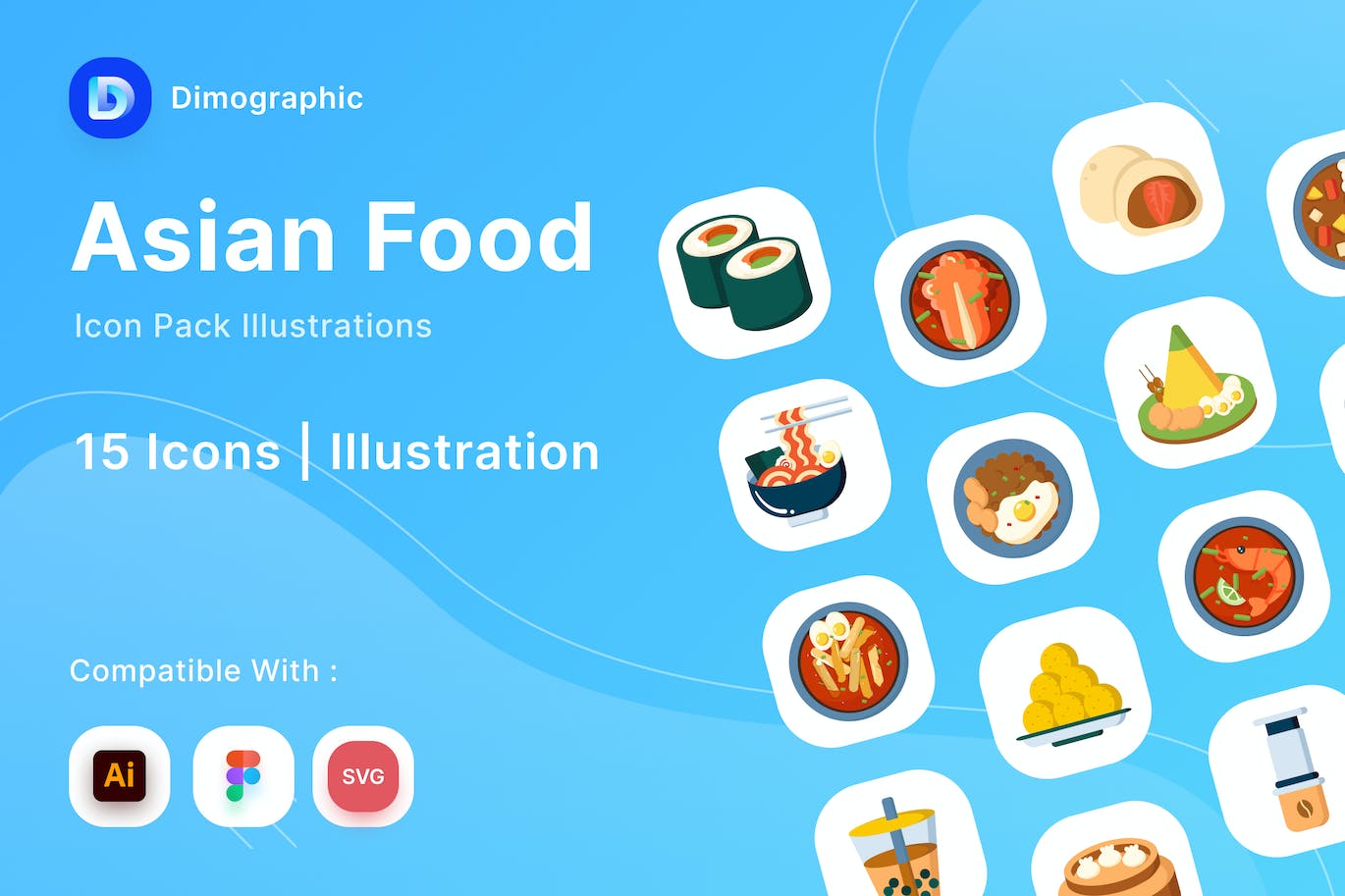 亚洲美食矢量图标