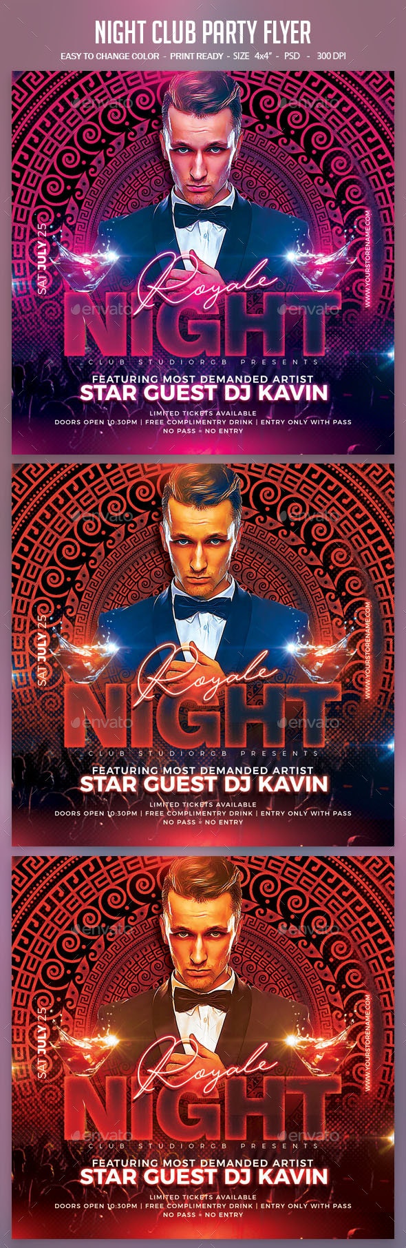 DJ音乐夜总会派对传单设计模板