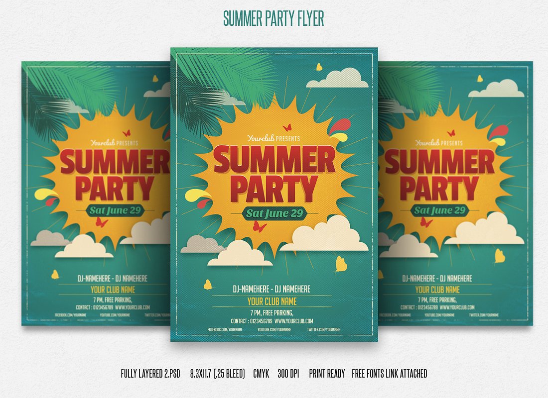 夏季促销活动海报制作 Summer Party