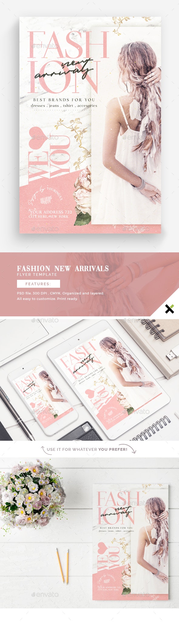 女性时尚新品商店推广传单模板