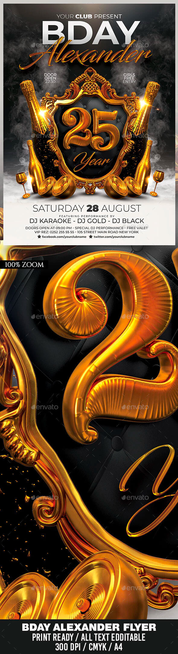 奢华感的25周年庆活动海报模板下载[PSD]