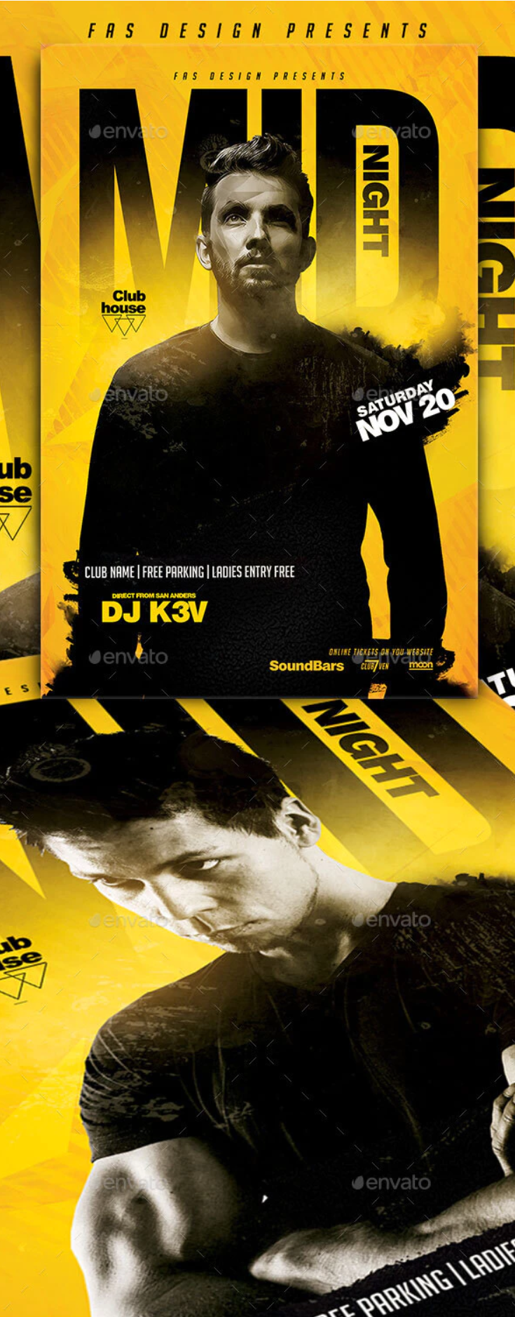 DJ音乐酒吧夜总会派对传单设计模板