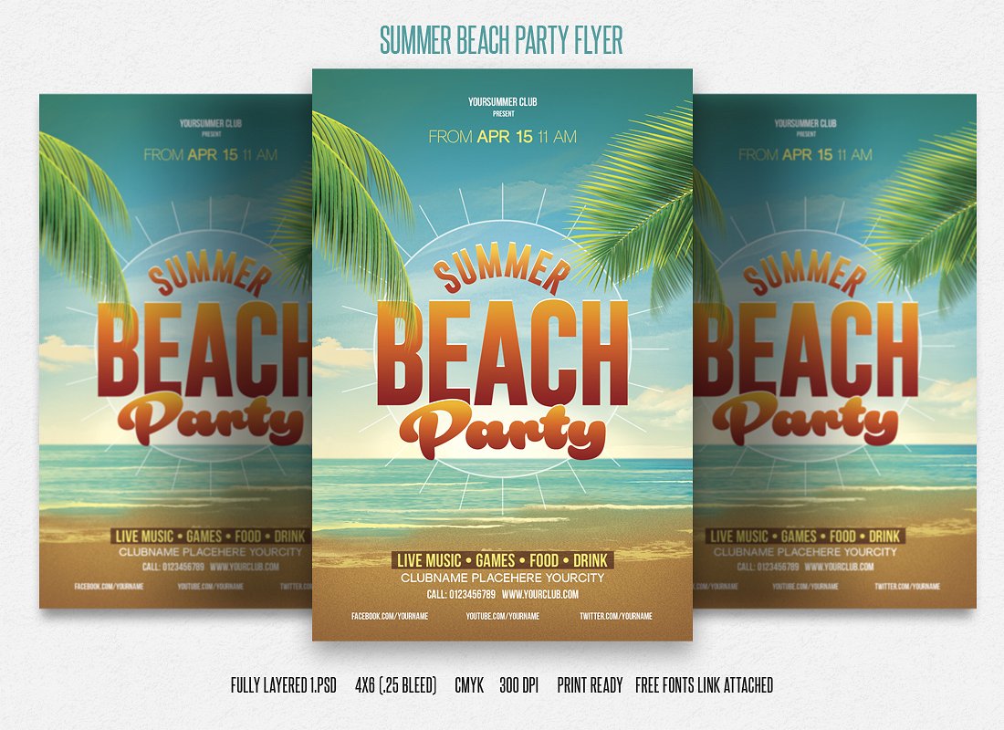 夏季海报背景模板 Summer Beach Party
