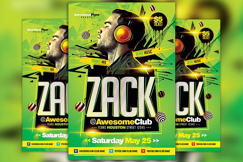 DJ音乐海报模板 DJ Live Performance Flyer Template