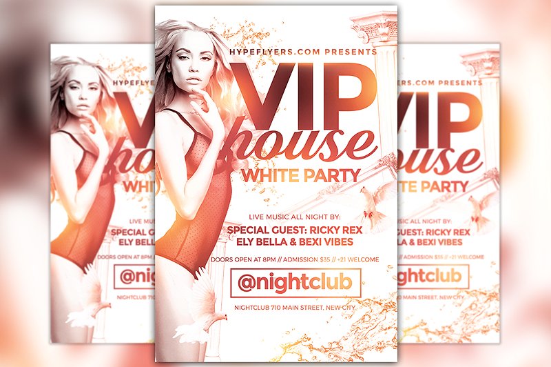 白色派对宣传单模板 White Party Flyer Template