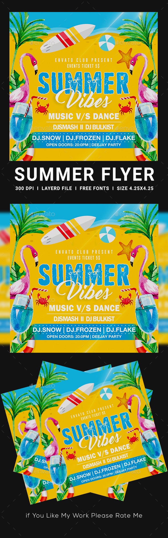 夏日海滩派对传单设计模板