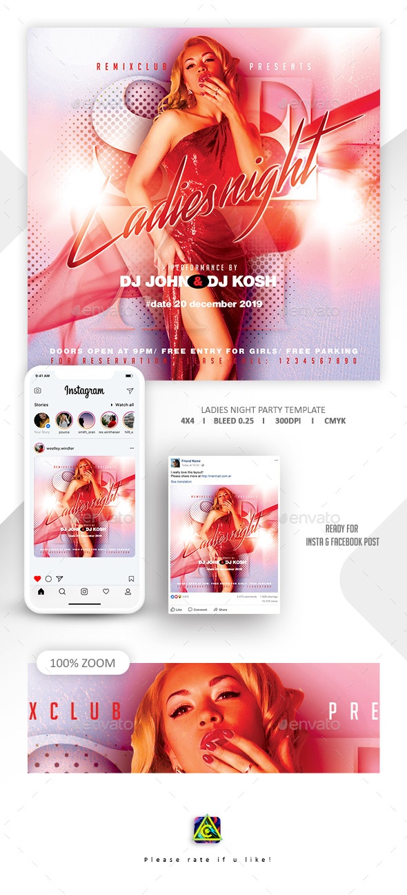 性感女士之夜派对传单模板