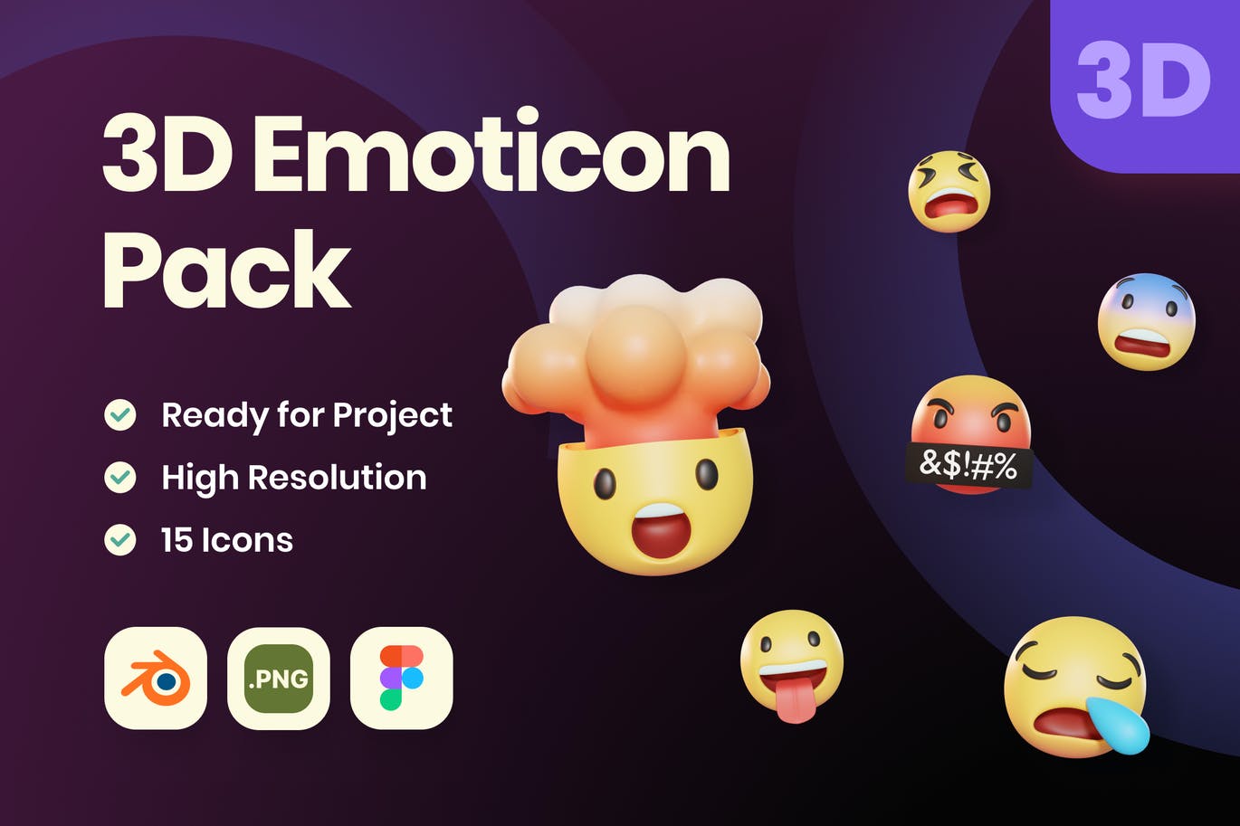 15个Blender表情3D图标合辑