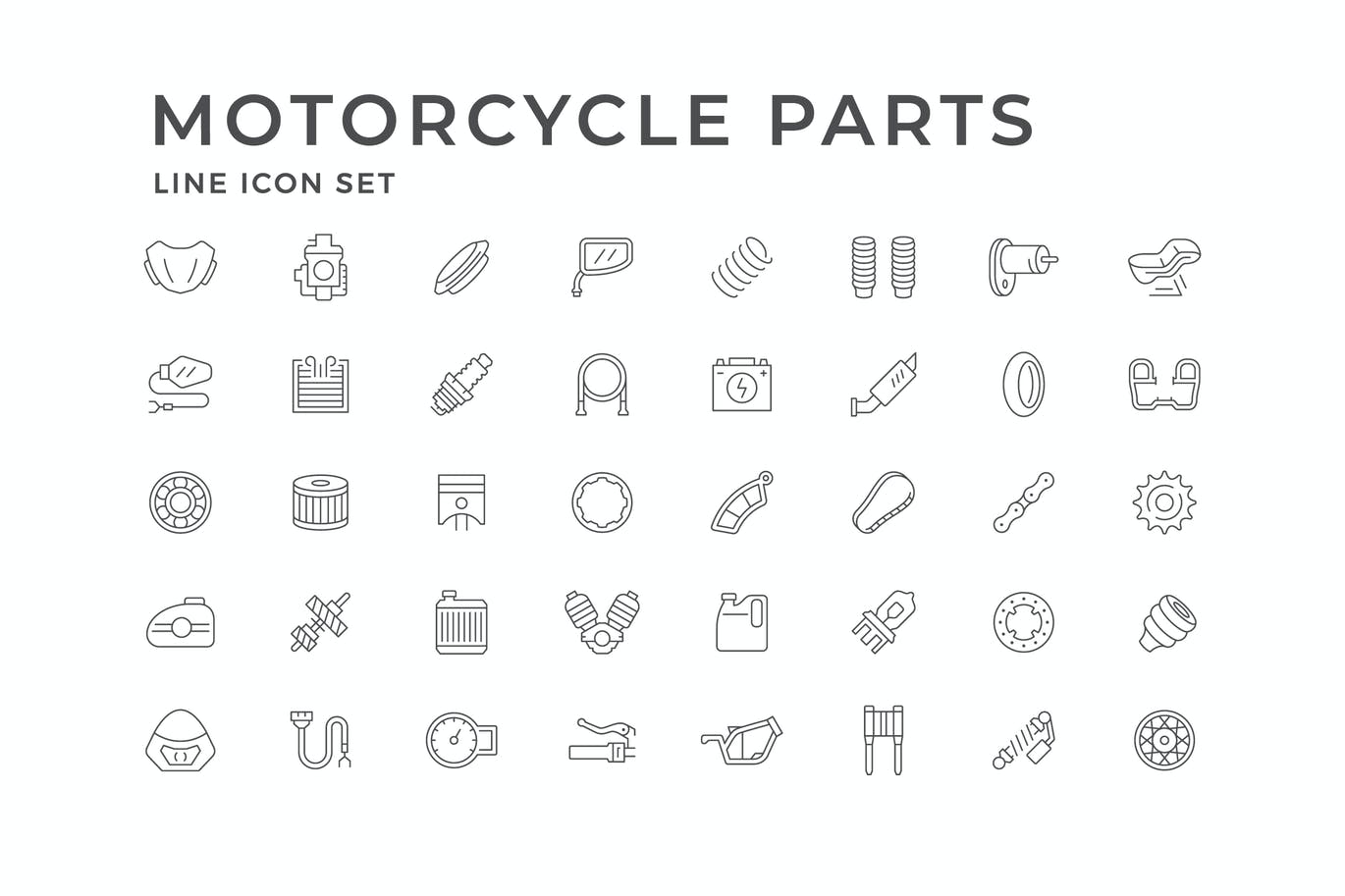 摩托车零件线性图标