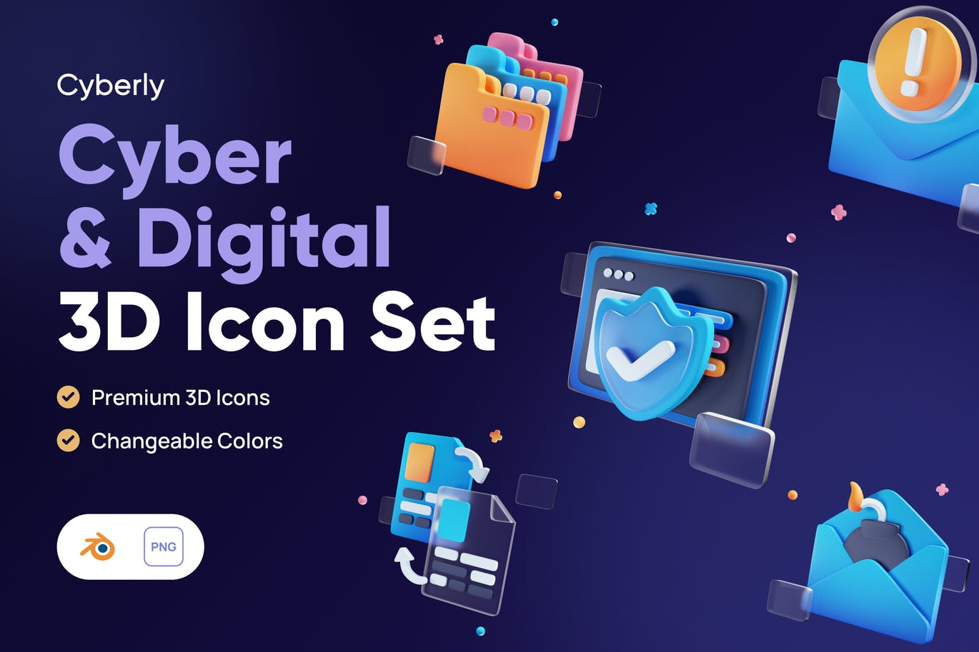 独特且易于使用的数码3D图标集