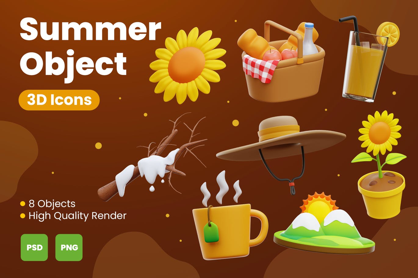 8个夏季旅行元素3D模型