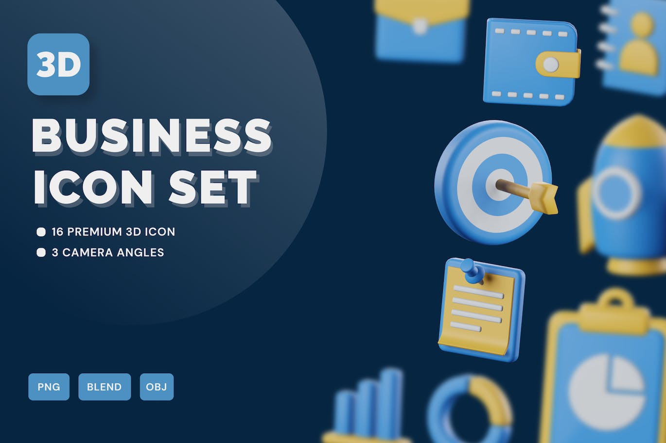 16个商务商业3D图标集icon
