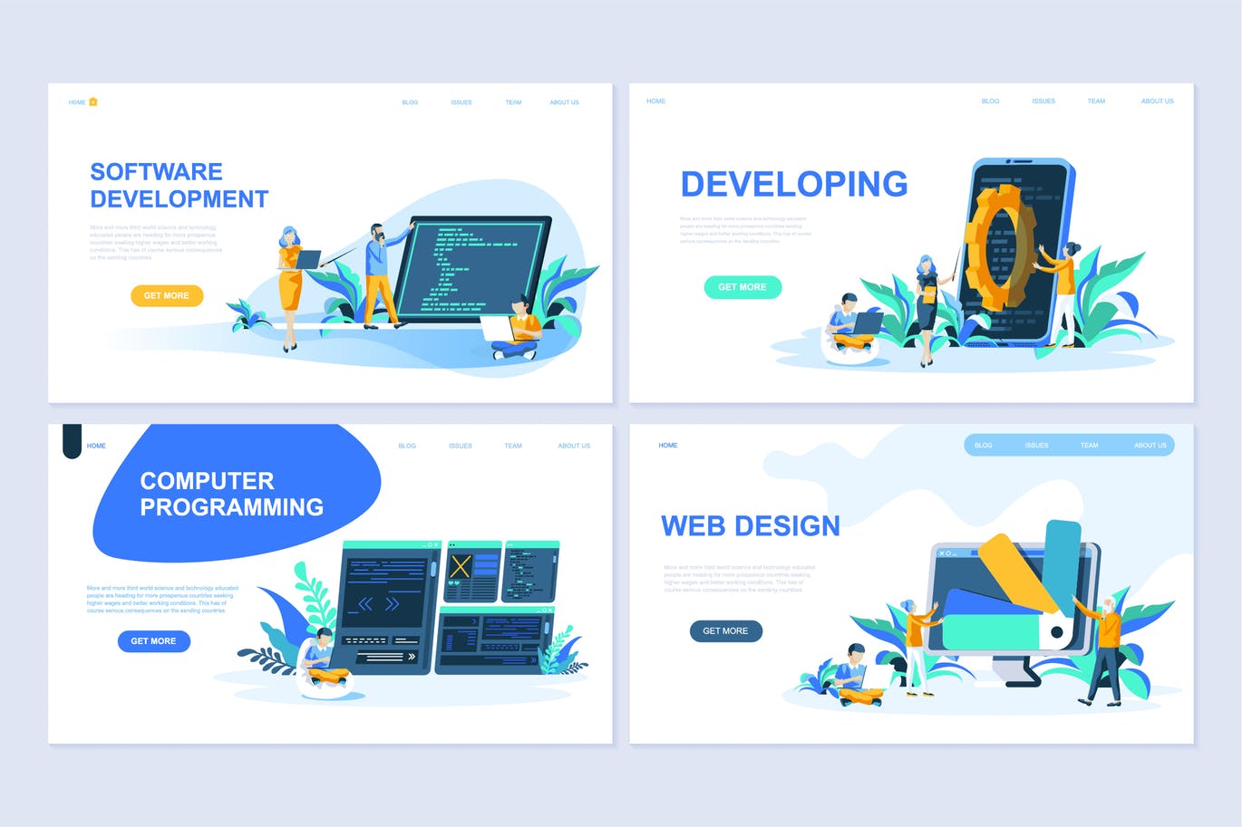 简约高端简约多用途的高品质扁平化风格平面设计概念banner着陆页海报设计模板-5