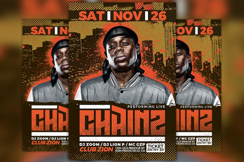 嬉皮士海报设计 Hip Hop Event Flyer Template