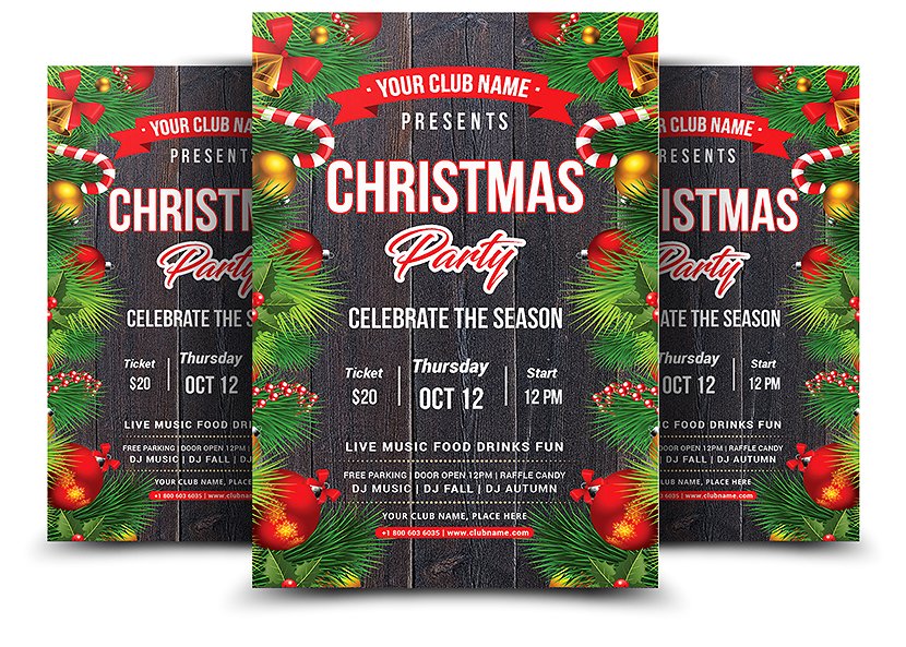 圣诞节派对海报设计 Christmas Party Flyer
