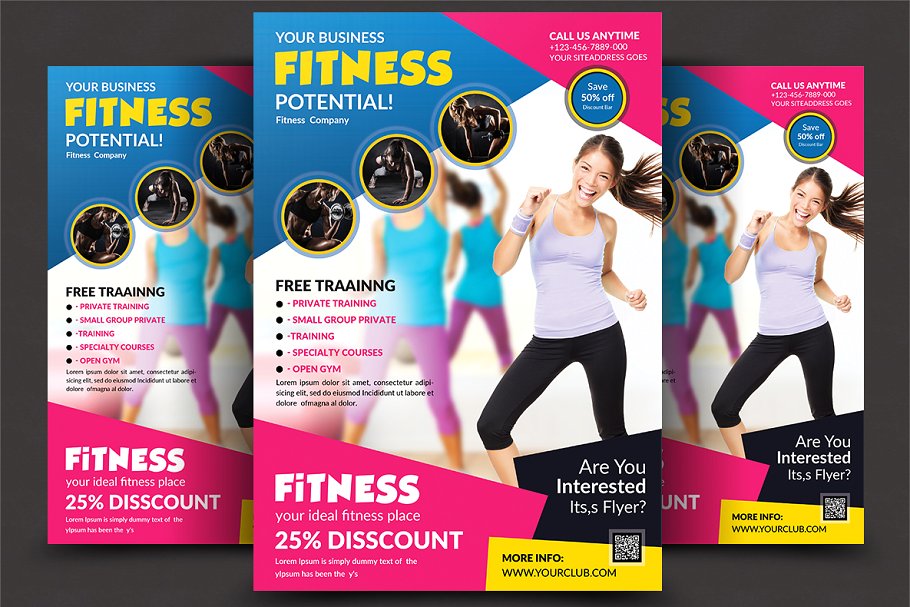 健身广告海报设计 Fitness Flyer