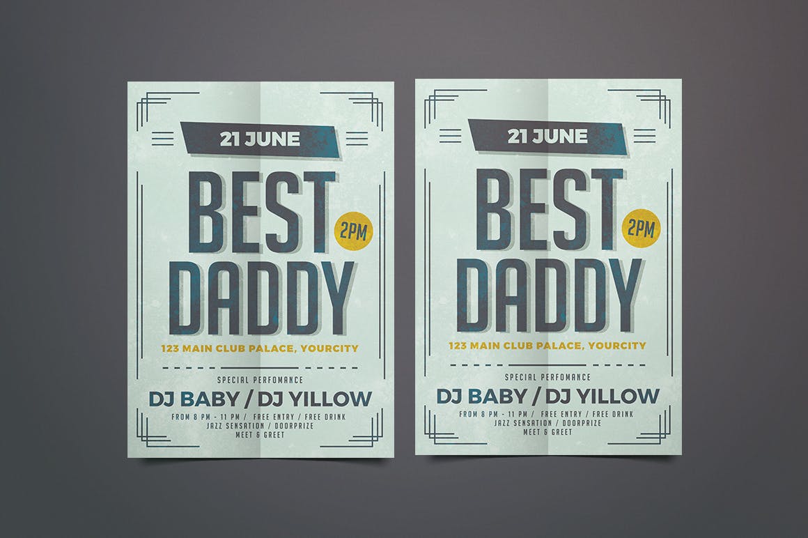 高端优雅低调复古风格的父亲节海报传单DM设计模板