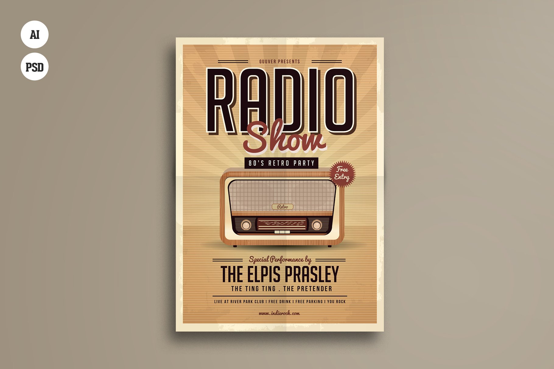 经典收音机海报制作 Retro Radio Party Flyer