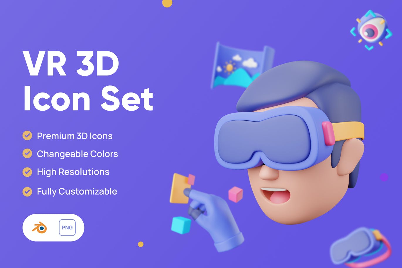 VR头戴眼镜3D图标