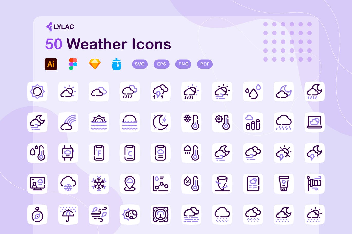 50个天气UI图标套装