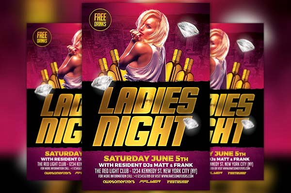 舞会宣传单模板 Ladies Night Flyer Template