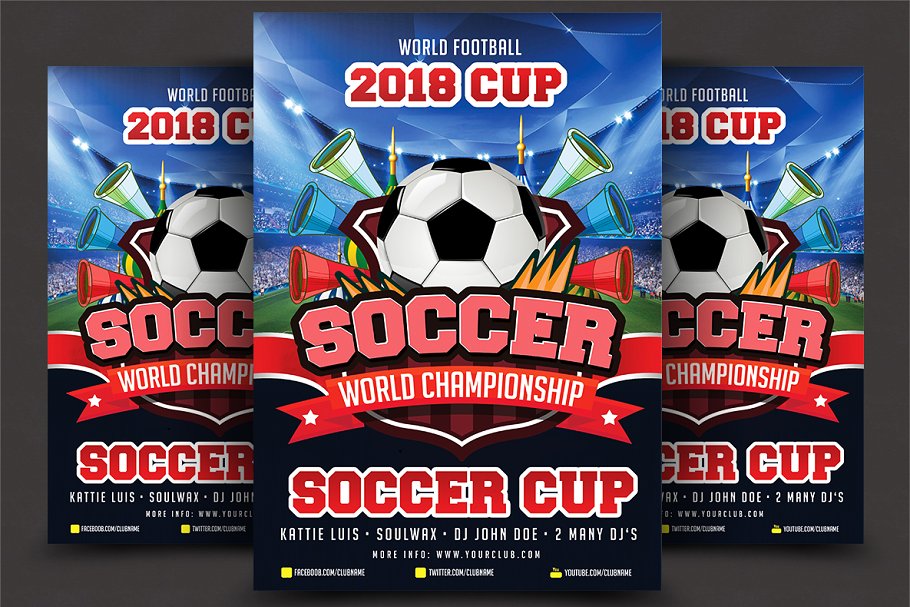 世界杯足球海报制作模板 Soccer Cup Poster Template