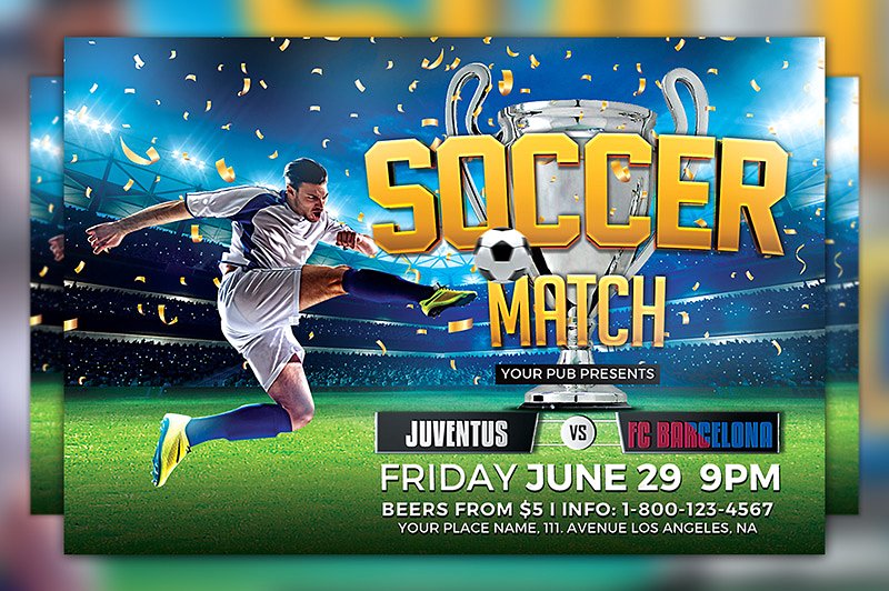 足球锦标赛宣传单模板 Soccer Tournament Flyer Template