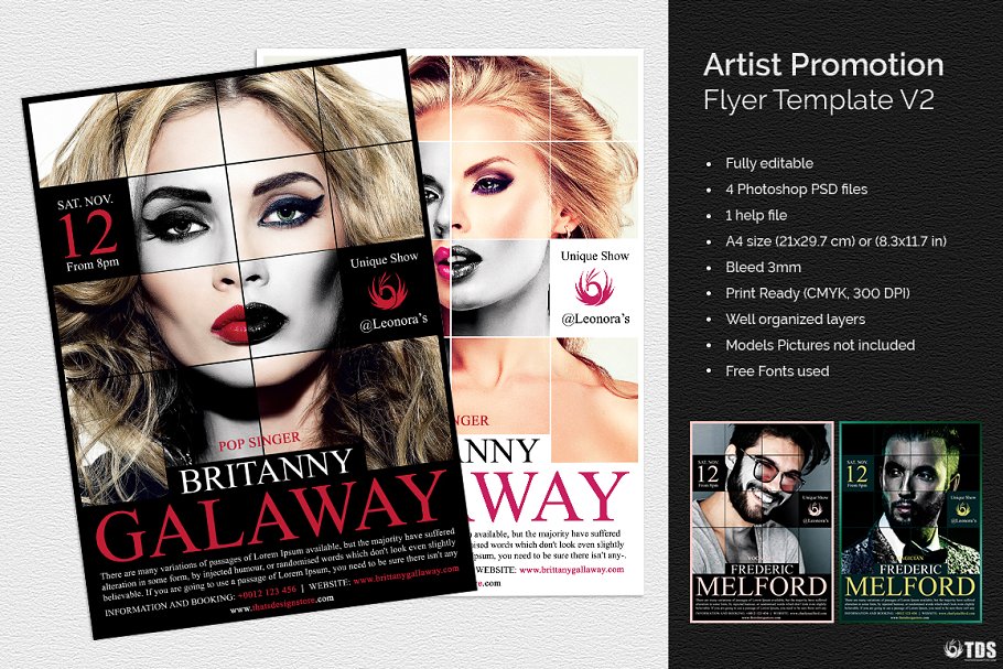 艺术人物促销海报设计 Artist Promotion Flyer PSD V2