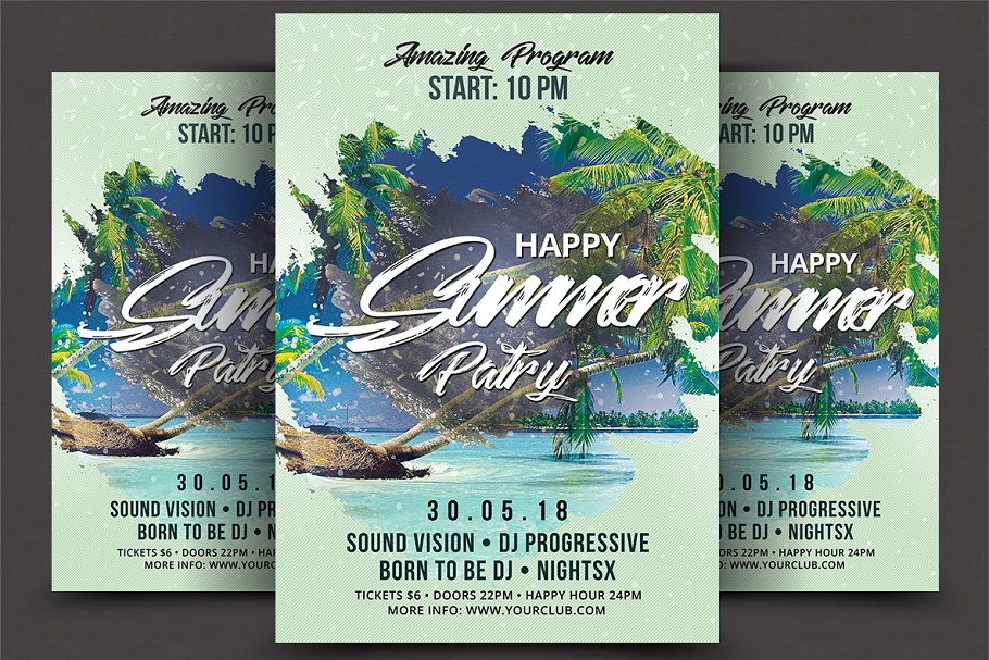 夏季海报设计模板 Summer Party Flyer